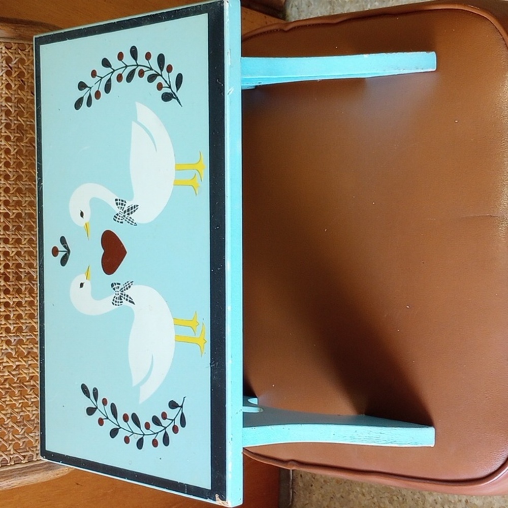 Yield House Blue Step Stool w/ Ducks & Hearts
